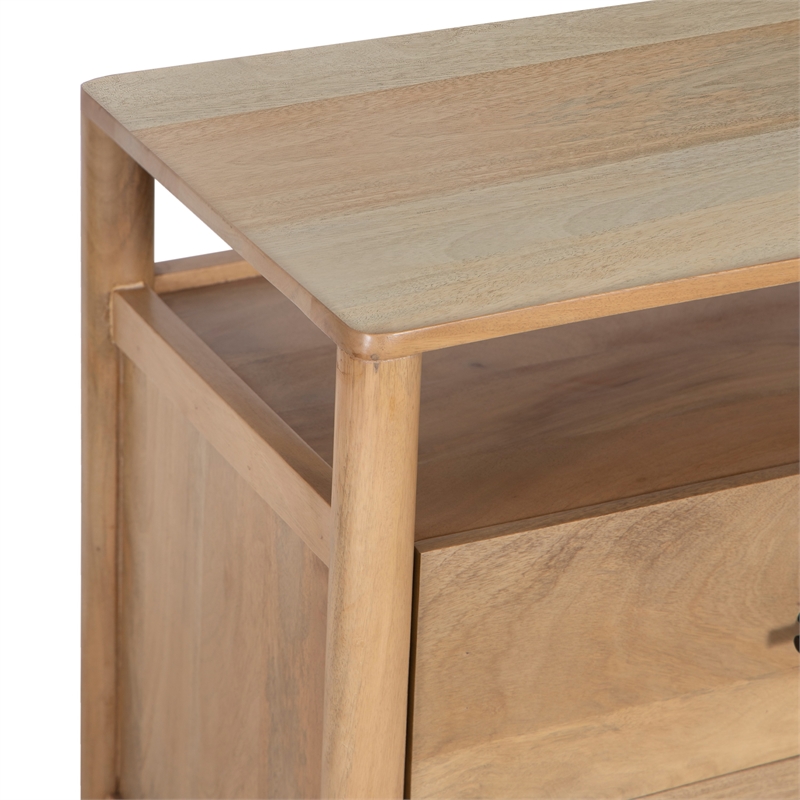 Pemberly Row 29 Inch Bedside Nightstand with 2 Drawers in Oak White