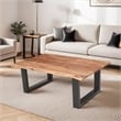 Pemberly Row 45 Inch Acacia Rectangular Coffee Table with Live Edge