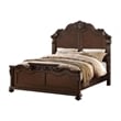 Pemberly Row Carved Eastern King Wooden Bed in Dark Walnut Veneer Finish