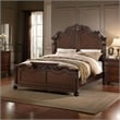 Pemberly Row Carved Eastern King Wooden Bed in Dark Walnut Veneer Finish