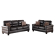 Pemberly Row 2 Piece Sofa and Loveseat Set in Espresso Brown Faux Leather