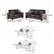 Pemberly Row 2 Piece Sofa and Loveseat Set in Espresso Brown Faux Leather
