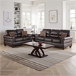 Pemberly Row 2 Piece Sofa and Loveseat Set in Espresso Brown Faux Leather