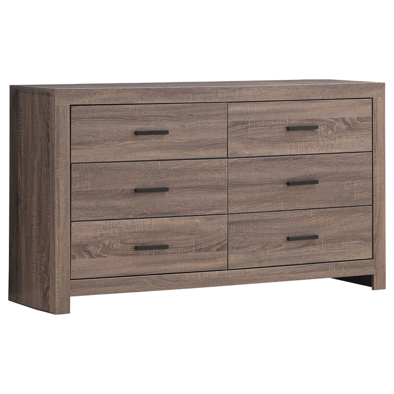 Pemberly Row 5 Piece Queen Bedroom Set with Dresser Mirror in Oak Brown