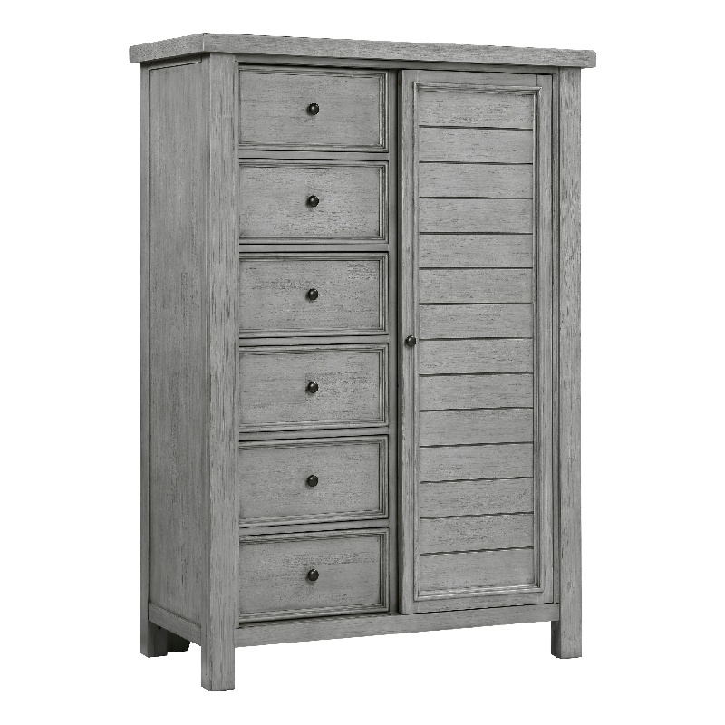 Pemberly Row Wardrobe Chest with 8 Drawers and Side Cabinet in Antique Gray