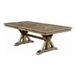 Pemberly Row Wooden Dining Table with Trestle Base and Expandable Leaf in Brown