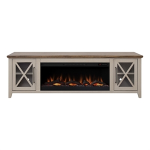 Pemberly Row 83&quot Fireplace TV Stand with Sandstone and Bourbon Finish