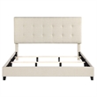 Pemberly Row King Size Tufted Upholstered Platform Bed in Beige
