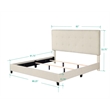Pemberly Row King Size Tufted Upholstered Platform Bed in Beige