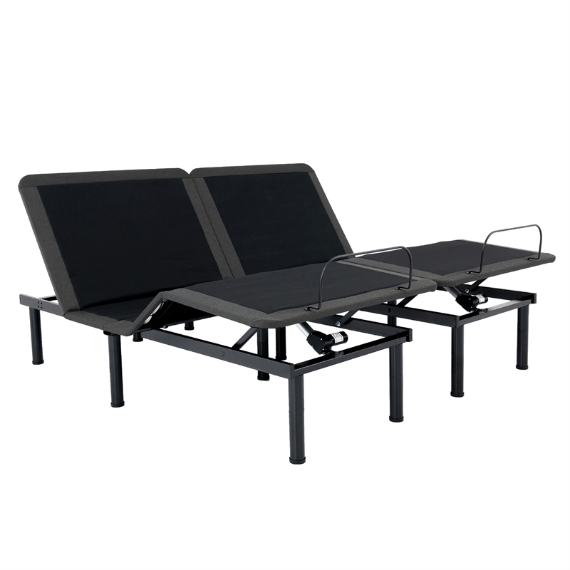 Pemberly Row King Size Flex Adjustable Bed Frame w Voice Controls in Black