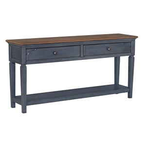 Pemberly Row 60&quot Farmhouse Entryway Table with Drawers in Blue