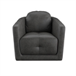 Pemberly Row Swivel Accent Chair with Button Tufting in Gray Faux Leather