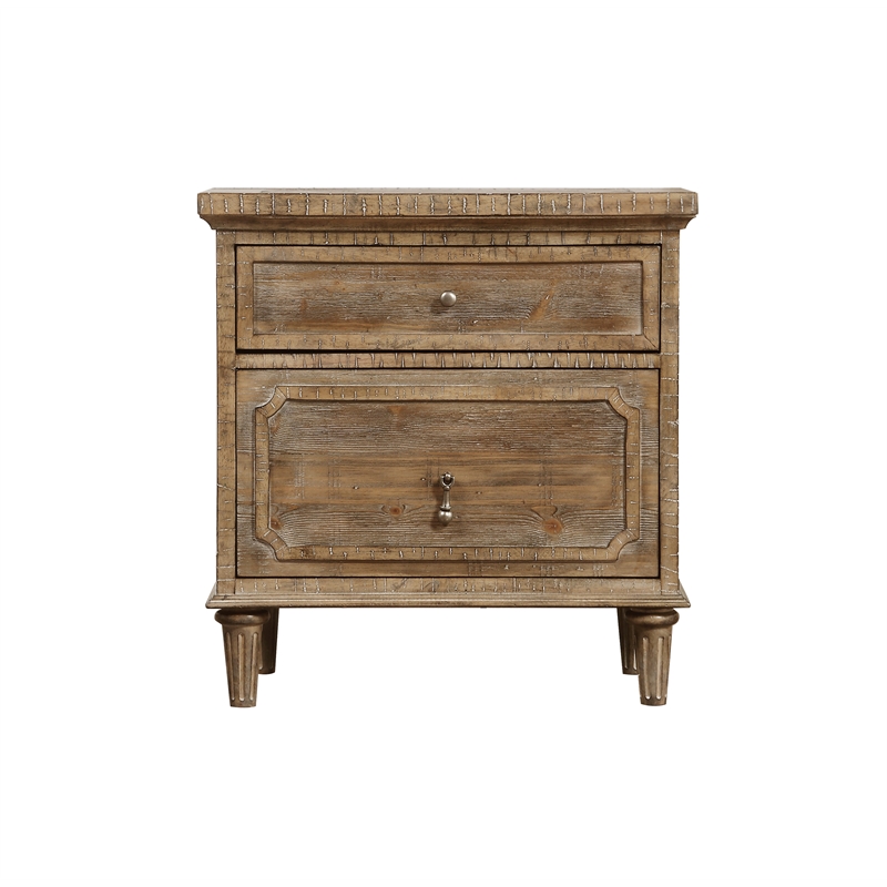 Pemberly Row 2-Drawer Nightstand with USB Charging & Power Outlet in Taupe