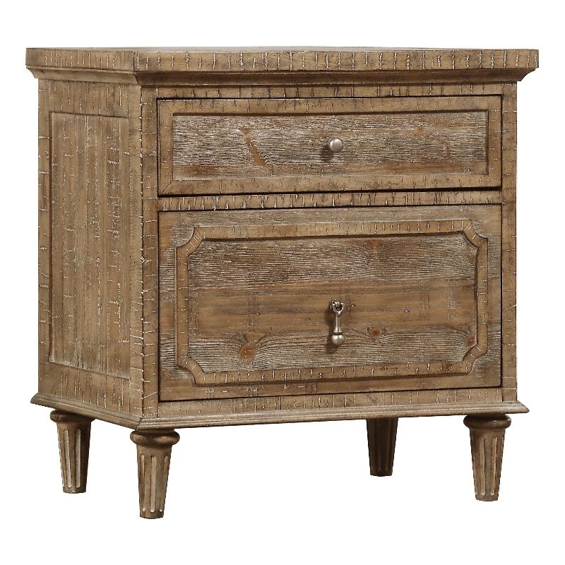 Pemberly Row 2-Drawer Nightstand with USB Charging & Power Outlet in Taupe