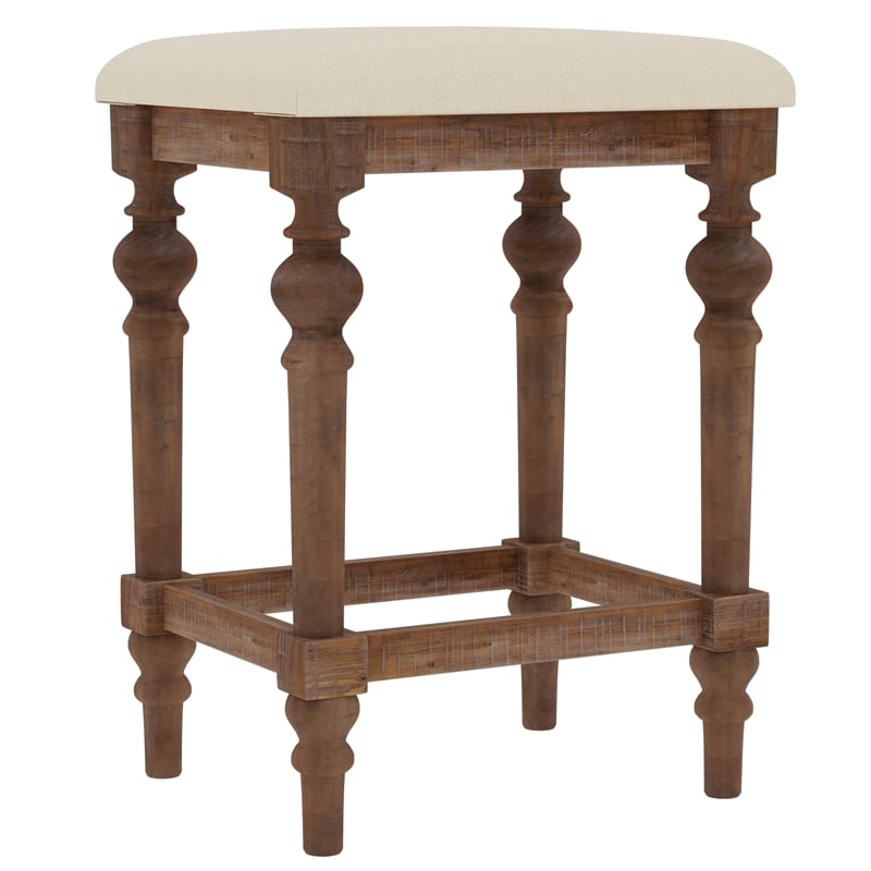 Pemberly Row Console Table Set with 3 Stools and 2 Storage Drawers in Brown