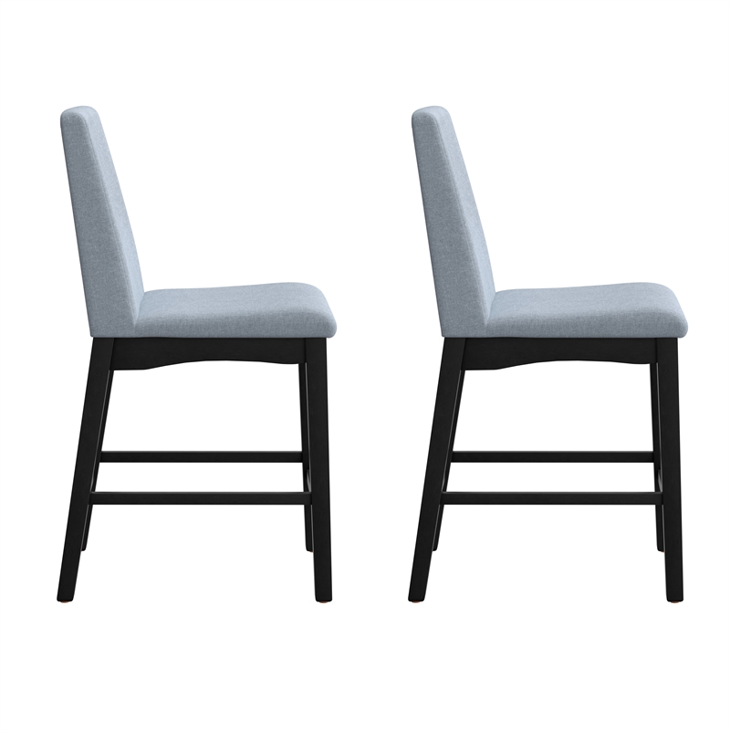 Pemberly Row Gathering Height Stools (Set of 2) in Gray Polyester with Wood Legs