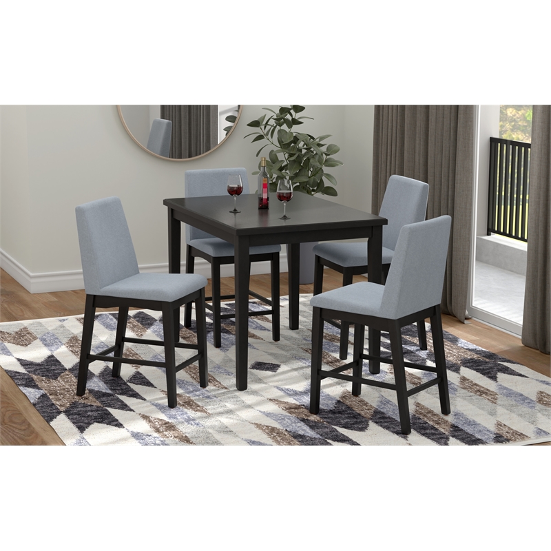 Pemberly Row Gathering Height Stools (Set of 2) in Gray Polyester with Wood Legs