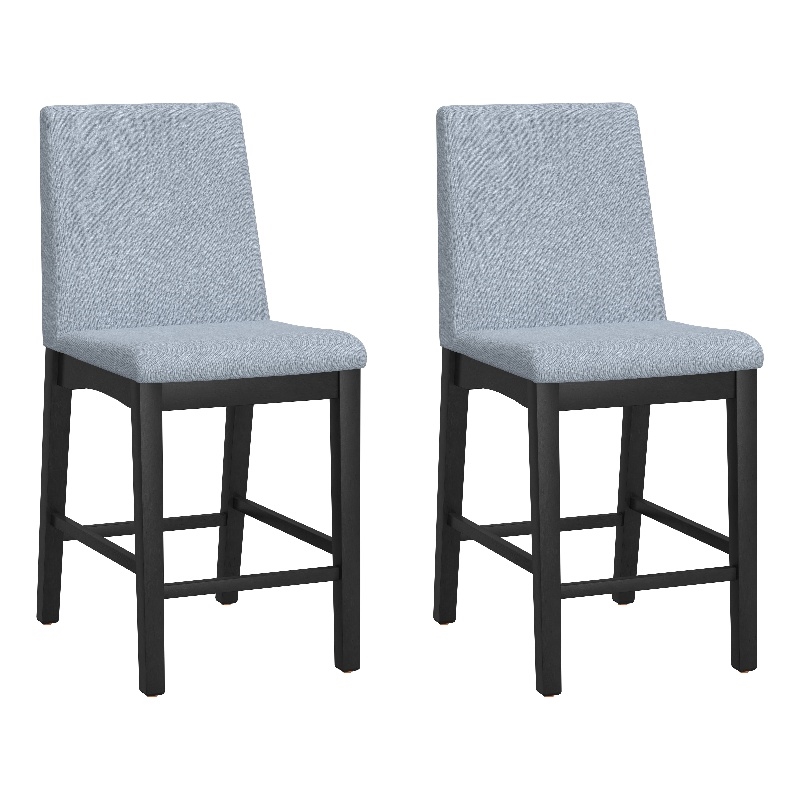 Pemberly Row Gathering Height Stools (Set of 2) in Gray Polyester with Wood Legs