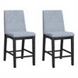Pemberly Row Gathering Height Stools (Set of 2) in Gray Polyester with Wood Legs