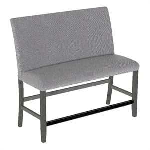 Pemberly Row 38&quot Upholstered Dining Bench with Nailhead Trim in Gray Polyester