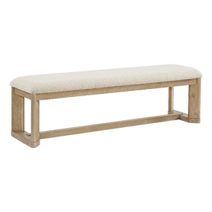 Pemberly Row 64.5&quot Boucle Dining Bench with Hardwood Frame in Brown Sand Dune