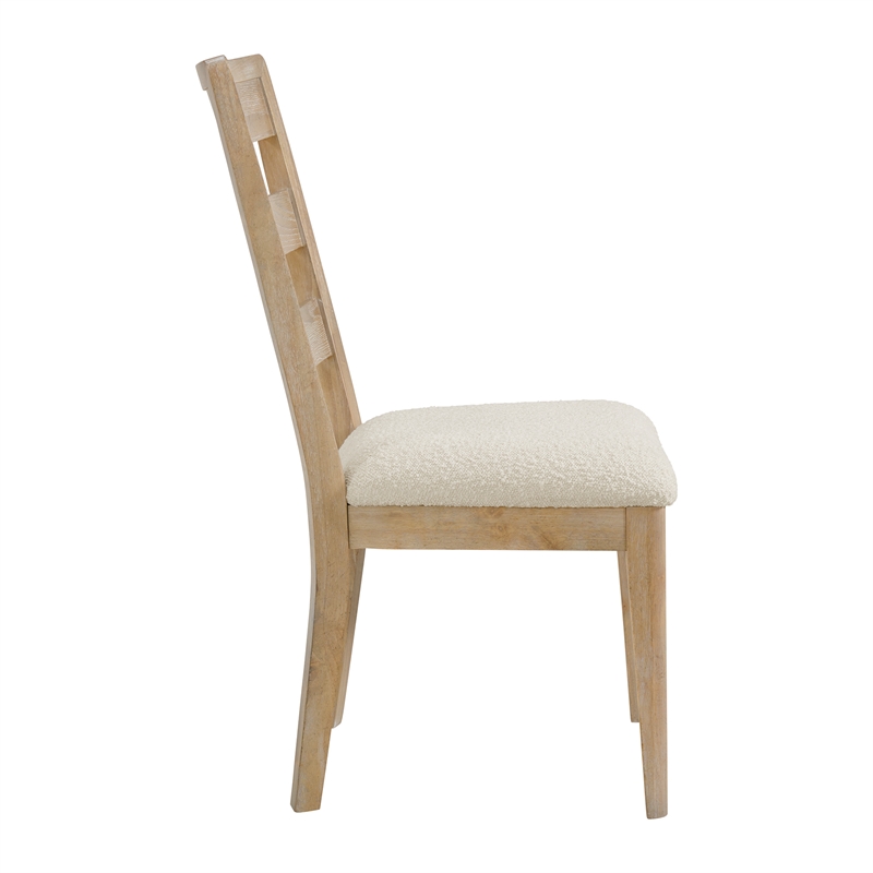 Pemberly Row Boucle Ladder Back Dining Chairs (Set of 2) in Sand Dune Brown