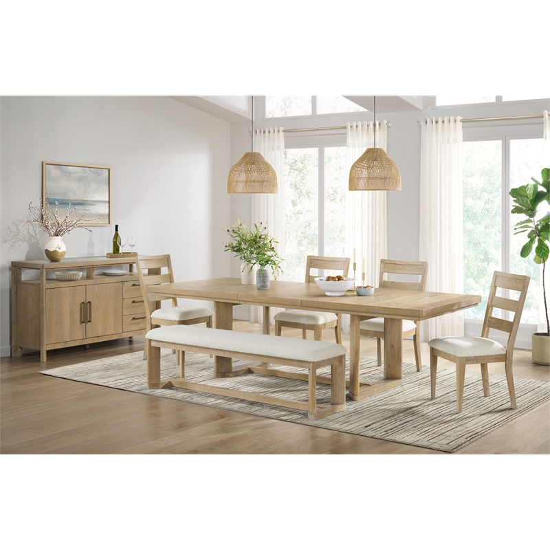 Pemberly Row Boucle Ladder Back Dining Chairs (Set of 2) in Sand Dune Brown