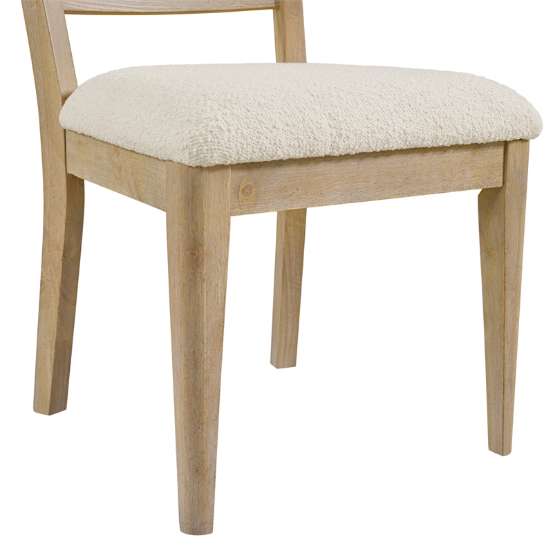 Pemberly Row Boucle Ladder Back Dining Chairs (Set of 2) in Sand Dune Brown