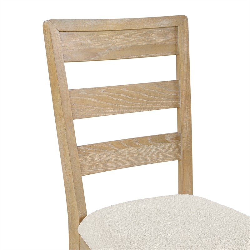 Pemberly Row Boucle Ladder Back Dining Chairs (Set of 2) in Sand Dune Brown