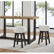 Pemberly Row Backless Oak Bar Stools with Boucle Upholstery (Set of 2)