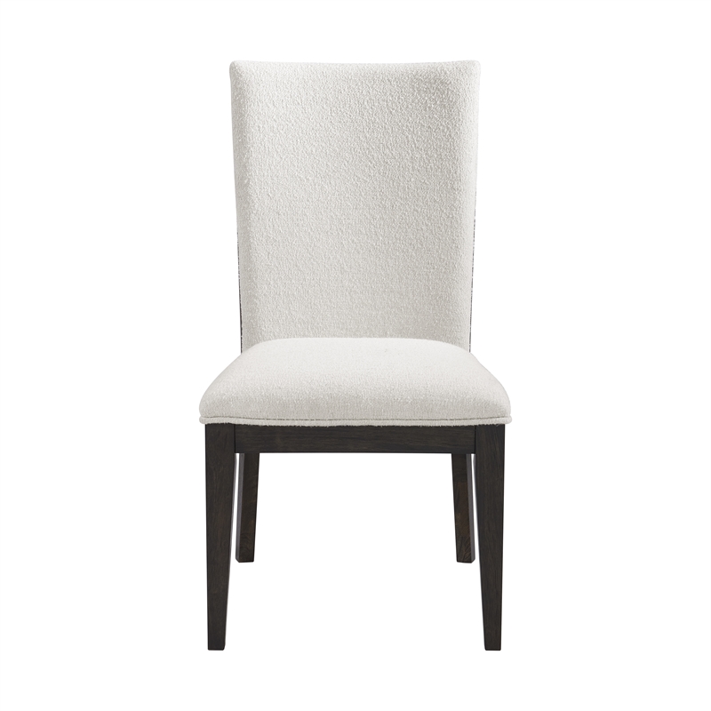 Pemberly Row Boucle Upholstered Oak Dining Chairs (Set of 2) in Cream & Brown