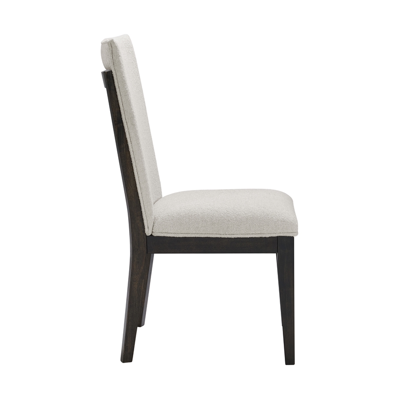 Pemberly Row Boucle Upholstered Oak Dining Chairs (Set of 2) in Cream & Brown