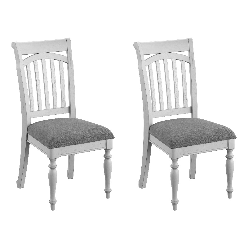 Pemberly Row Slat Back Dining Chairs with Polyester Upholstery (Set of 2) - Gray