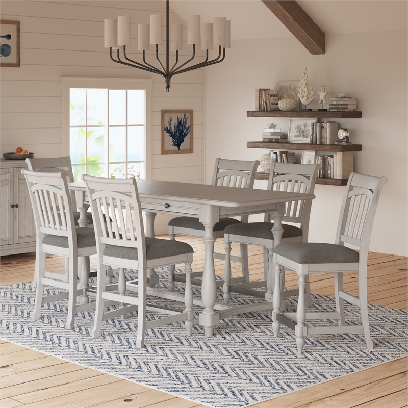 Pemberly Row Slat Back Bar Stools with Polyester Upholstery (Set of 2) in Gray
