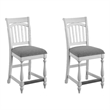 Pemberly Row Slat Back Bar Stools with Polyester Upholstery (Set of 2) in Gray
