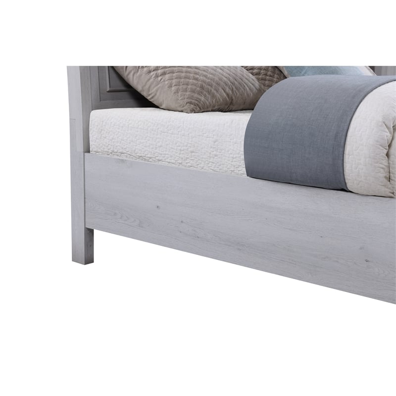 Pemberly Row King Sleigh Bed with 2 Storage Drawers & Paneled Headboard in Gray