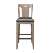 Pemberly Row Set of 2 Slat Back Bar Stools with Faux Leather Seats & Kick Plates