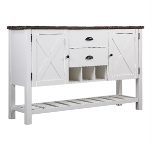 Pemberly Row 66&quot 2-Drawer Server with Felt-Lined Silverware Trays in Mocha/White