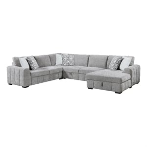Pemberly Row 110&quot Pop-Up Sleeper Sectional with Storage Chais in Gray