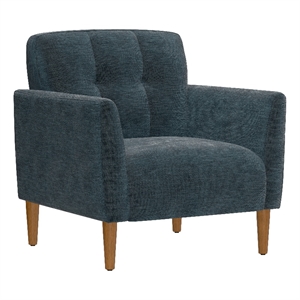 Pemberly Row 31&quot Swivel Accent Chair with Button Tufting & Tapered Legs in Blue