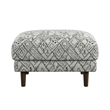 Pemberly Row Corduroy Ottoman with Web Suspension & Wood Legs - Black/White Boho
