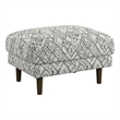 Pemberly Row Corduroy Ottoman with Web Suspension & Wood Legs - Black/White Boho