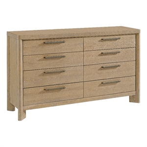 Pemberly Row 64&quot Beige Solid Oak Craftsmanship 8-Drawer Dresser
