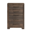 Pemberly Row Contemporary Brown Casual 5-Drawers Solid Wood Chest