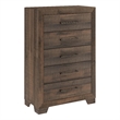 Pemberly Row Contemporary Brown Casual 5-Drawers Solid Wood Chest