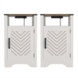 Pemberly Row Farmhouse Nightstand with Charging Station 2 Sets in White & Rustic