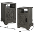 Pemberly Row Engineered Wood Nightstand Side End Table in Dark Gray (Set of 2)