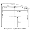 Pemberly Row Rectangular Waterproof Patio Umbrella with Solar Lights in Navy