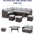 Pemberly Row 7-Piece Stainless Steel Patio Dining Sectional Sofa Set in Gray