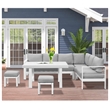 Pemberly Row 6-Piece Outdoor Aluminum & Fabric Dining Set in Light Gray